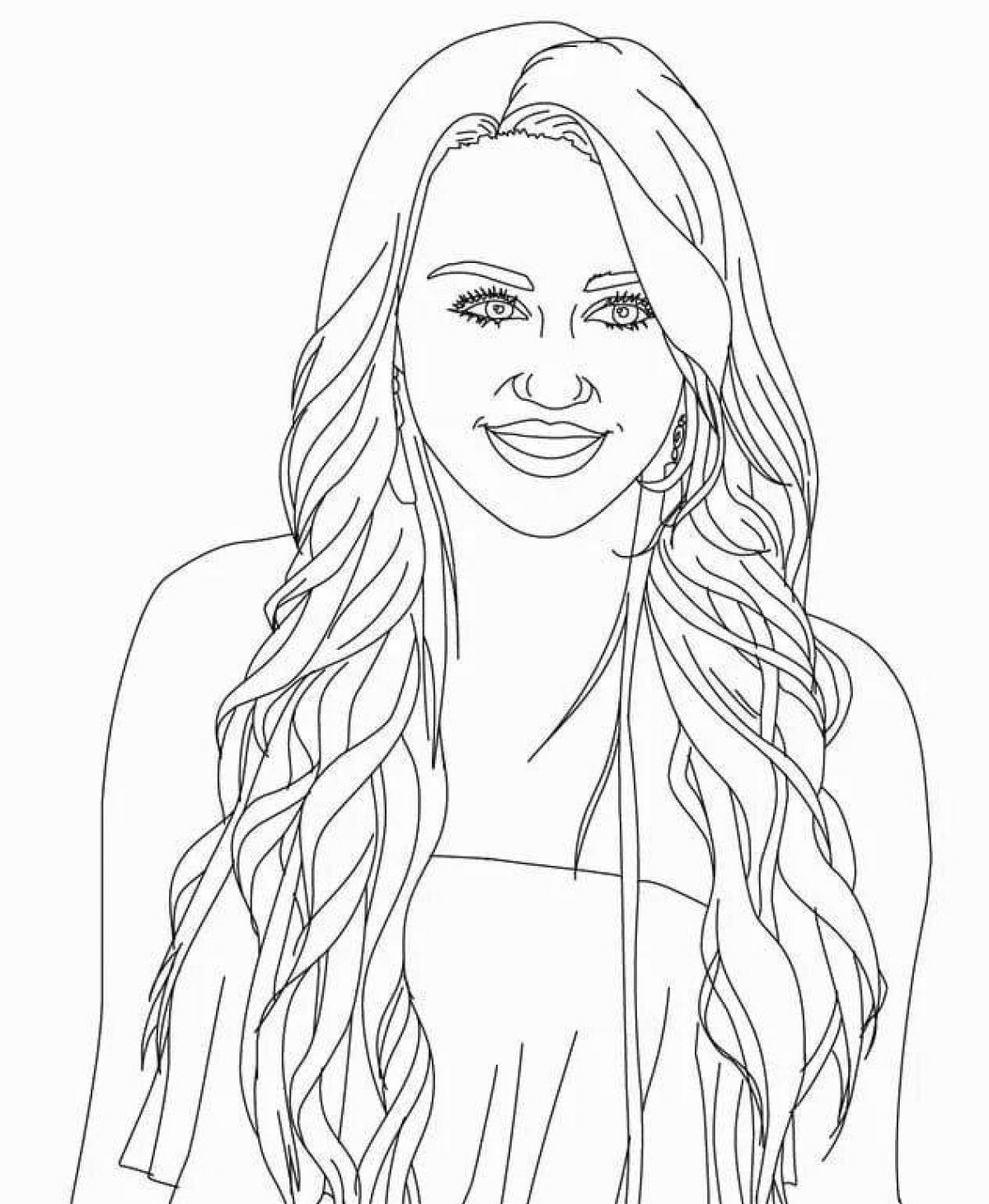 Coloring page of a girl with long hair