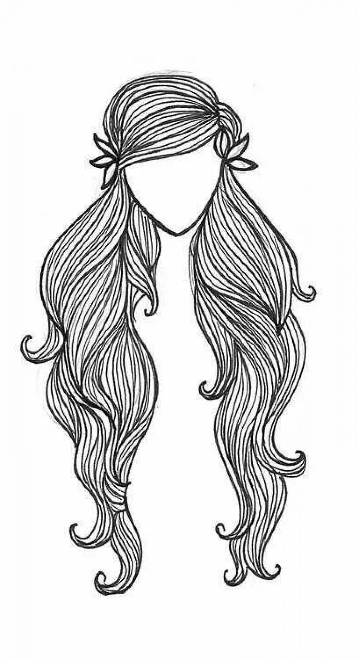 Essential coloring pages of a girl with long hair