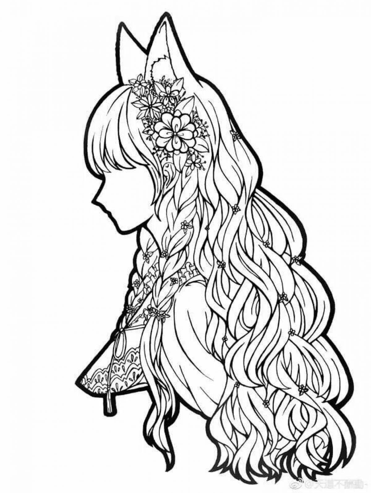 Wonderful coloring of a girl with long hair