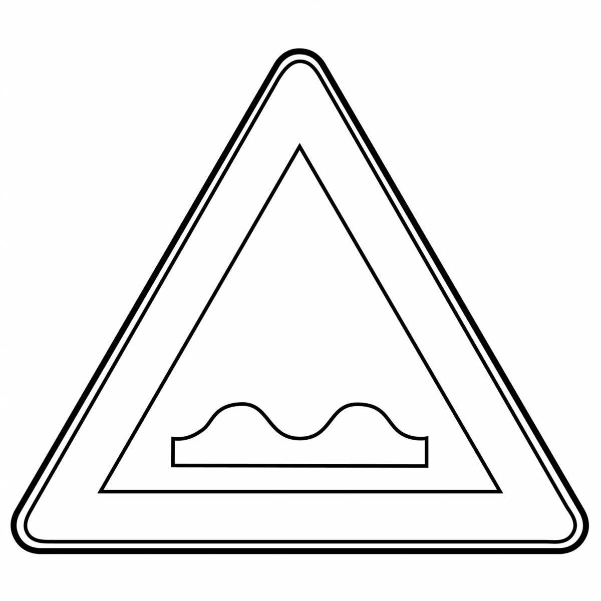 Adorable road warning signs coloring page