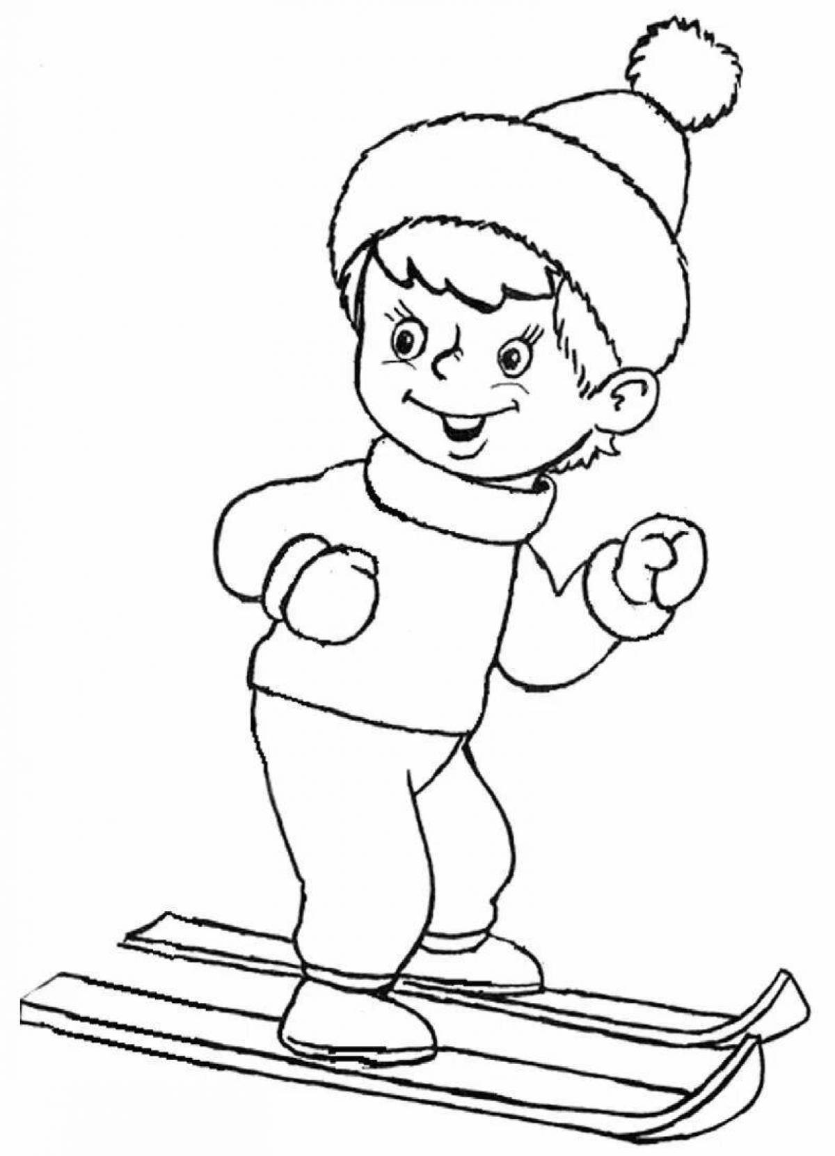 Radiant coloring page мальчик в зимней одежде