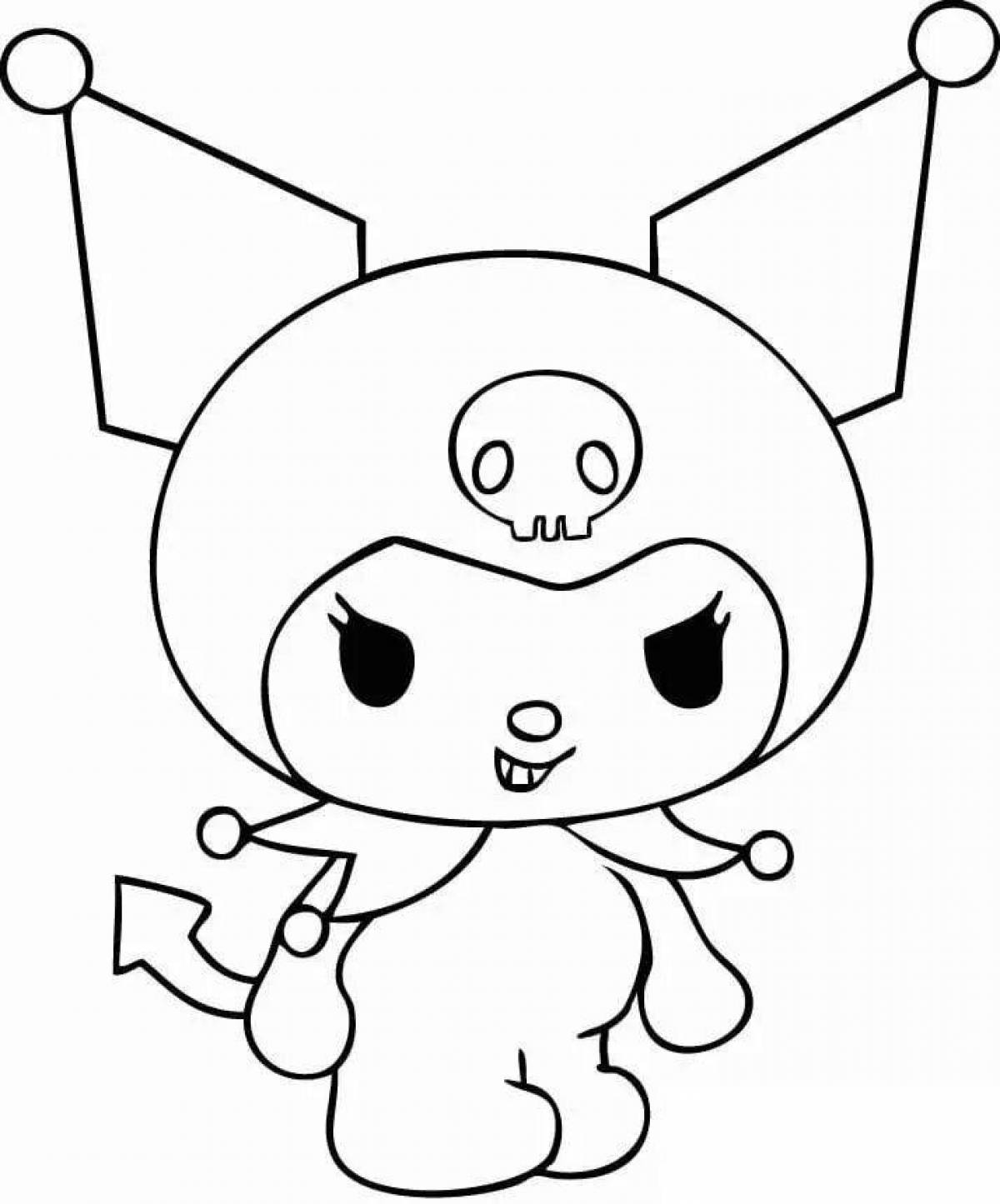 Color-overload chickens and hello kitty coloring page