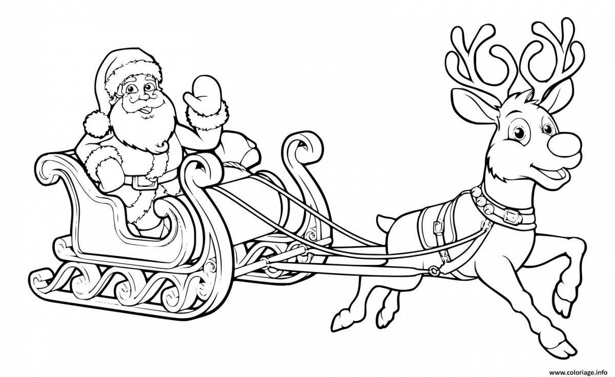 Coloring page regal santa claus on sleigh