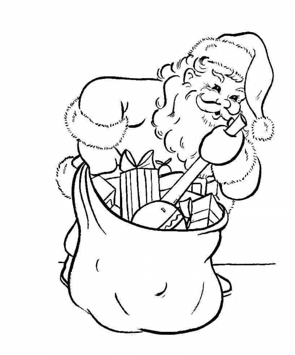 Coloring Santa Claus with a bag