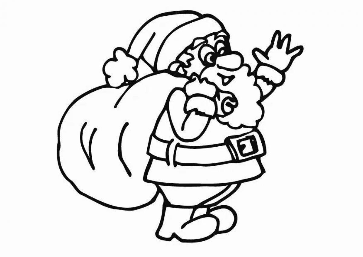 Coloring page wild santa claus with bag
