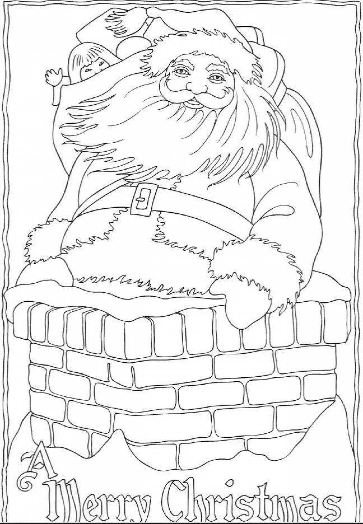 Coloring page gorgeous santa claus with bag
