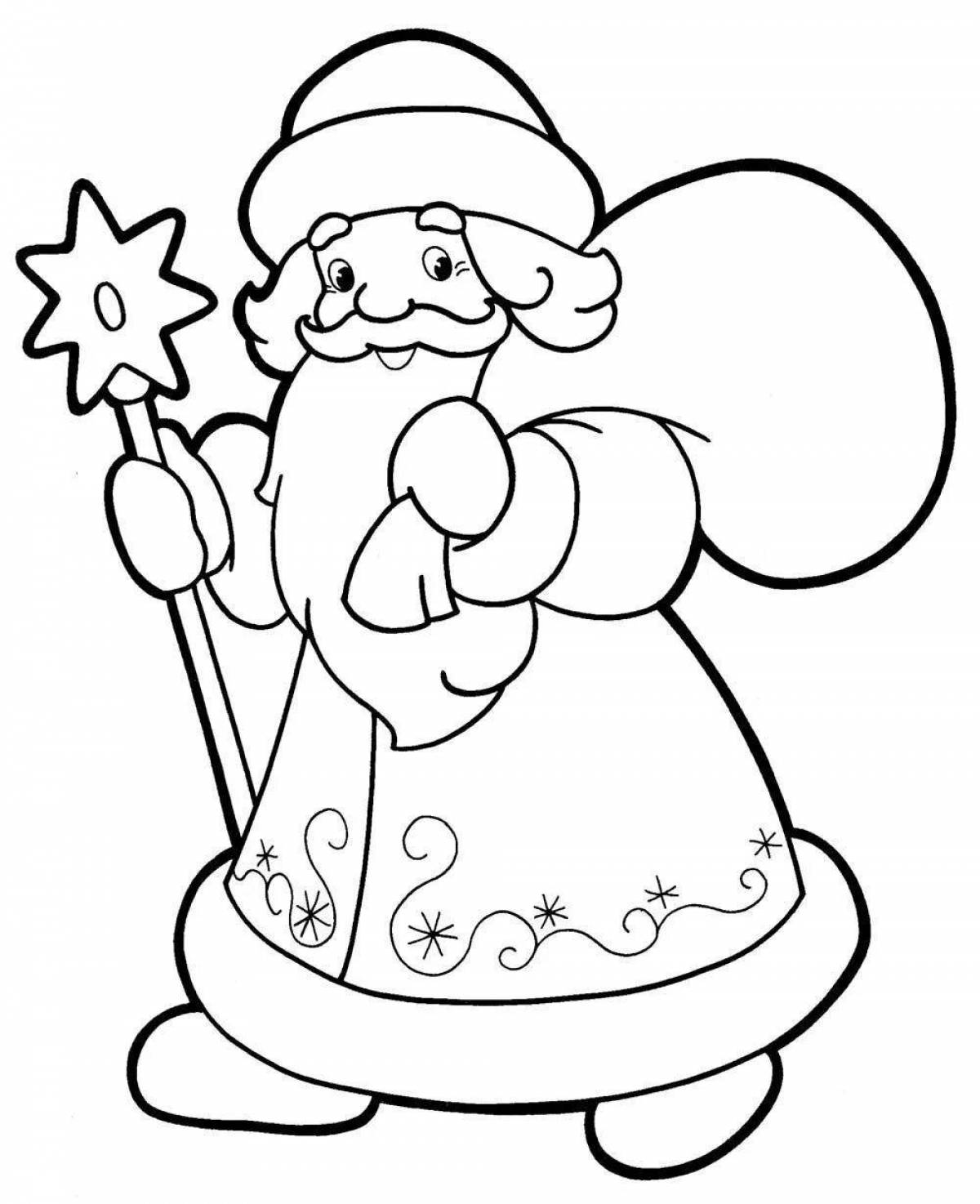 Coloring page nice santa claus with bag