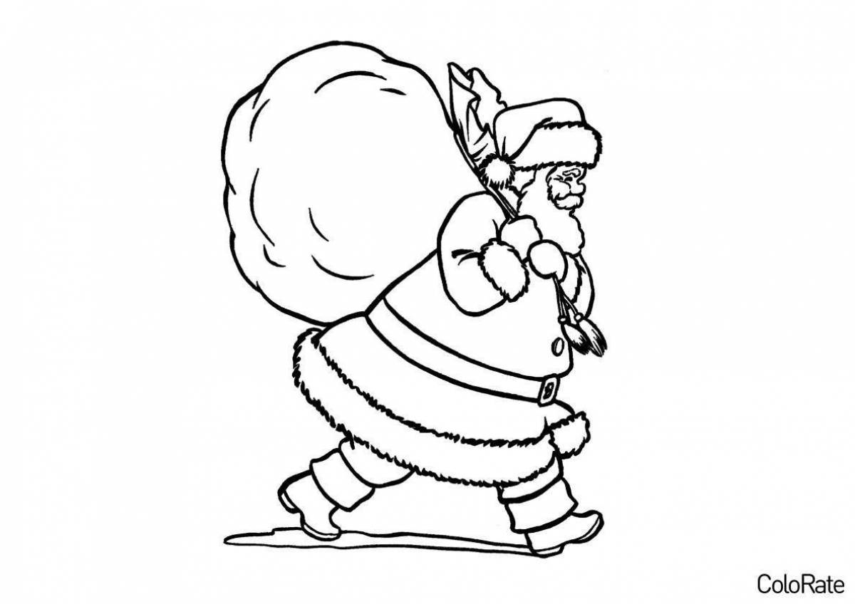 Coloring dazzling santa claus with a bag