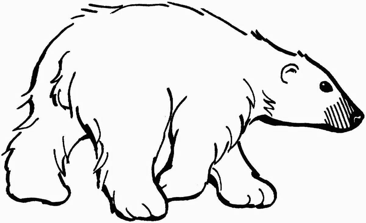 Coloring page dazzling polar bear on ice