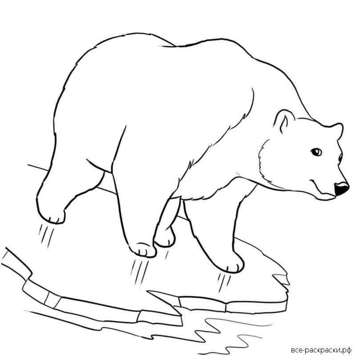 Glamorous polar bear on ice coloring page