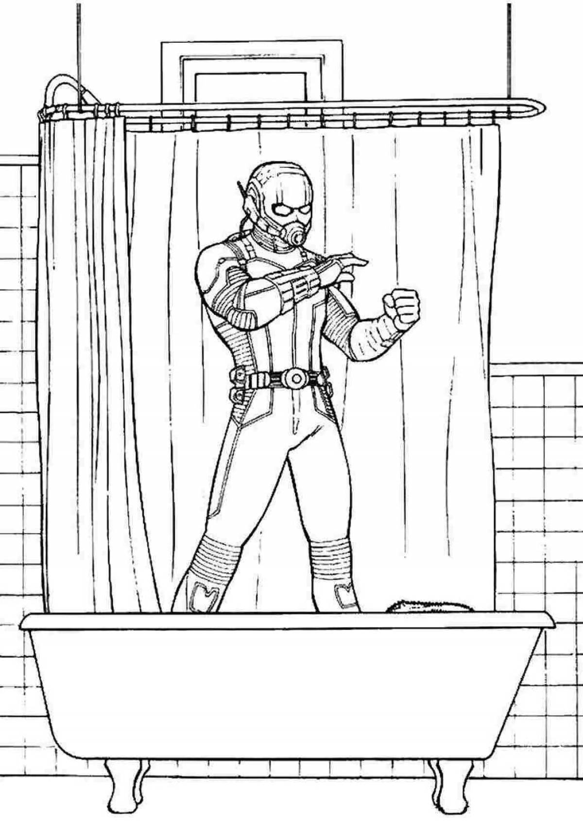Enchanted coloring book man outside monster window