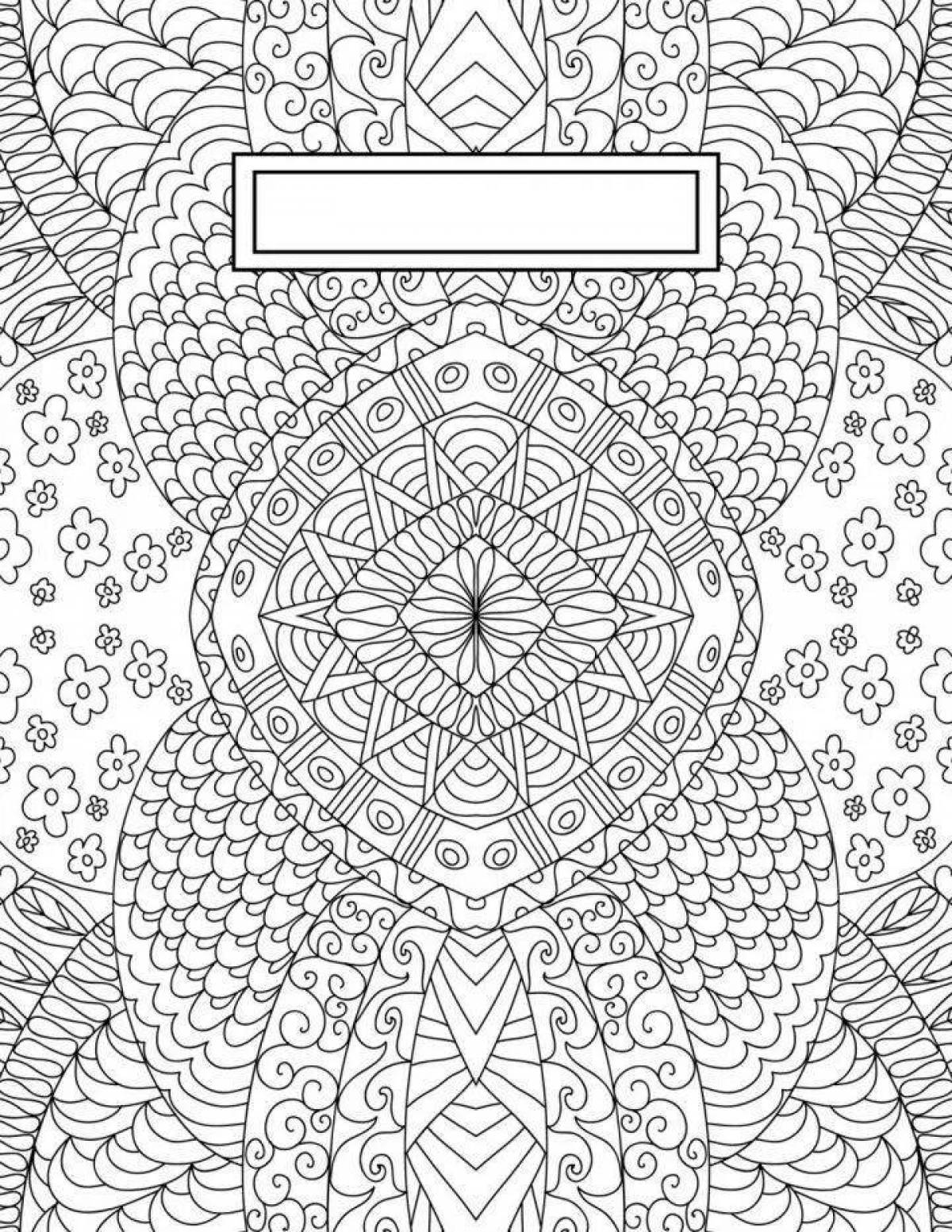 Color filled coloring page cover for notebook