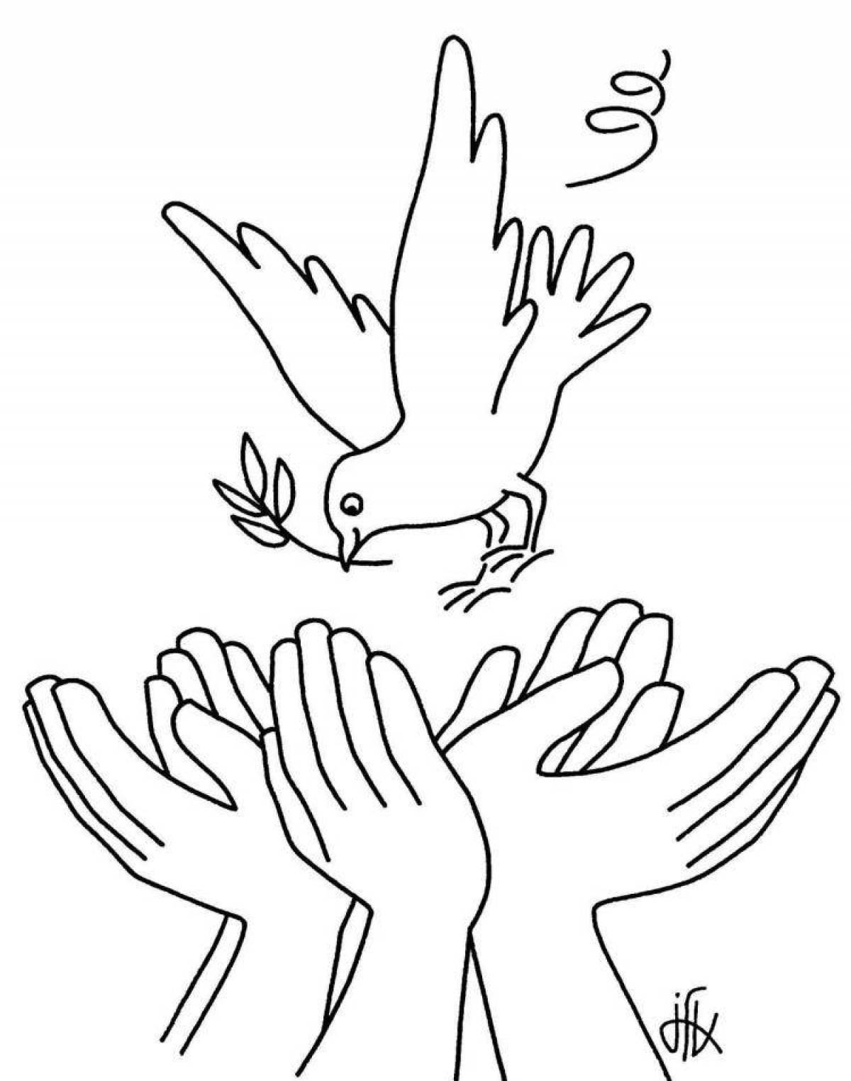 Bright coloring page of world peace without war