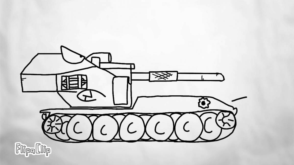 Animated tank with glowing eyes