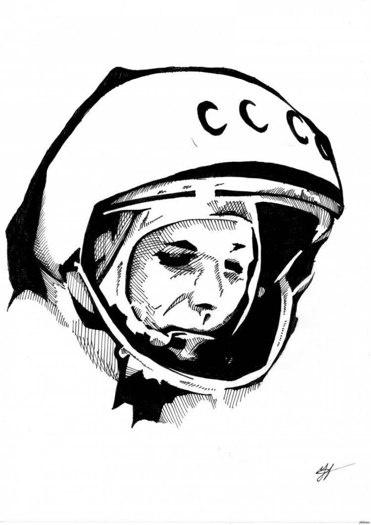 Портрет Гагарина карандашом