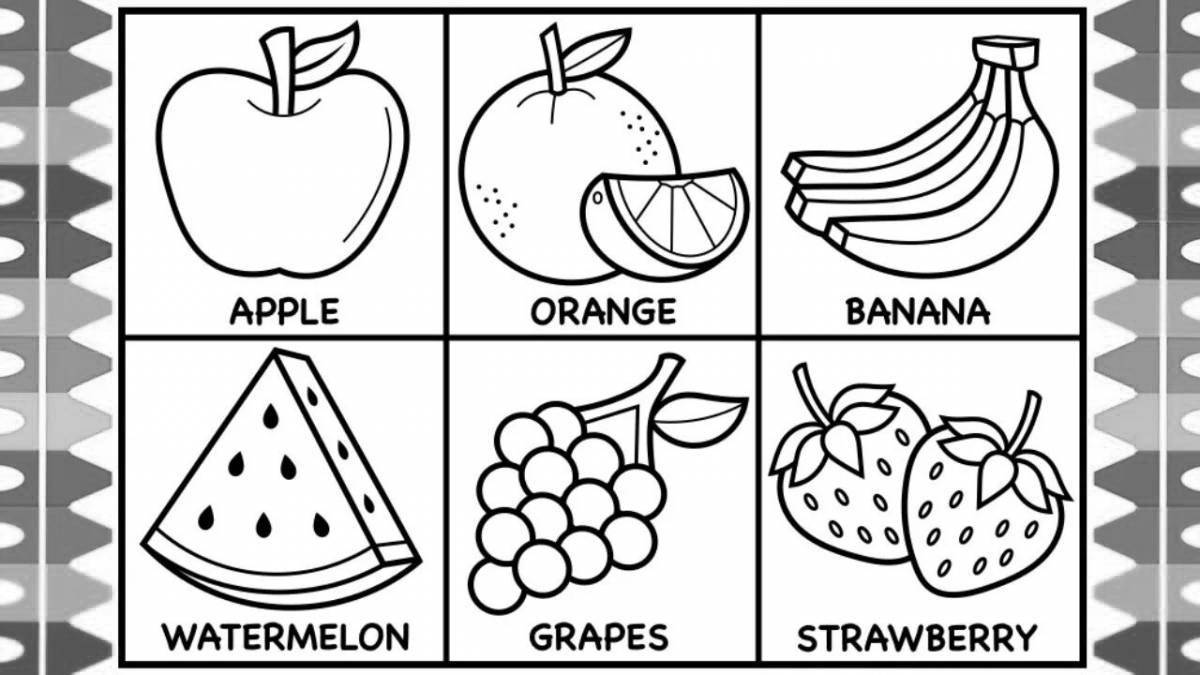 Fun fruit coloring for kids