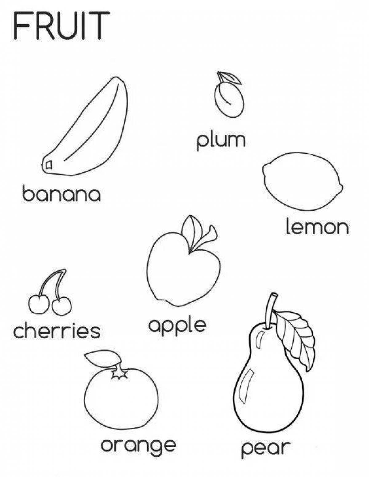Увлекательная раскраска «фрукты» для детей
