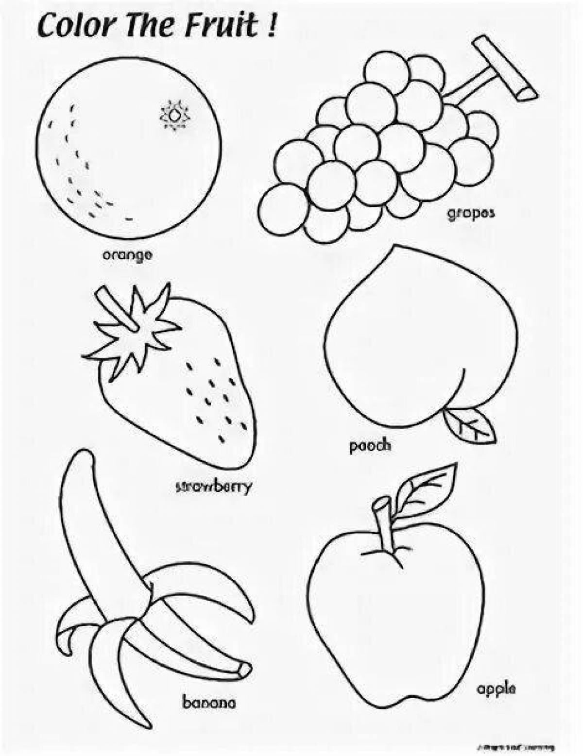 Раскраска игристых фруктов для детей
