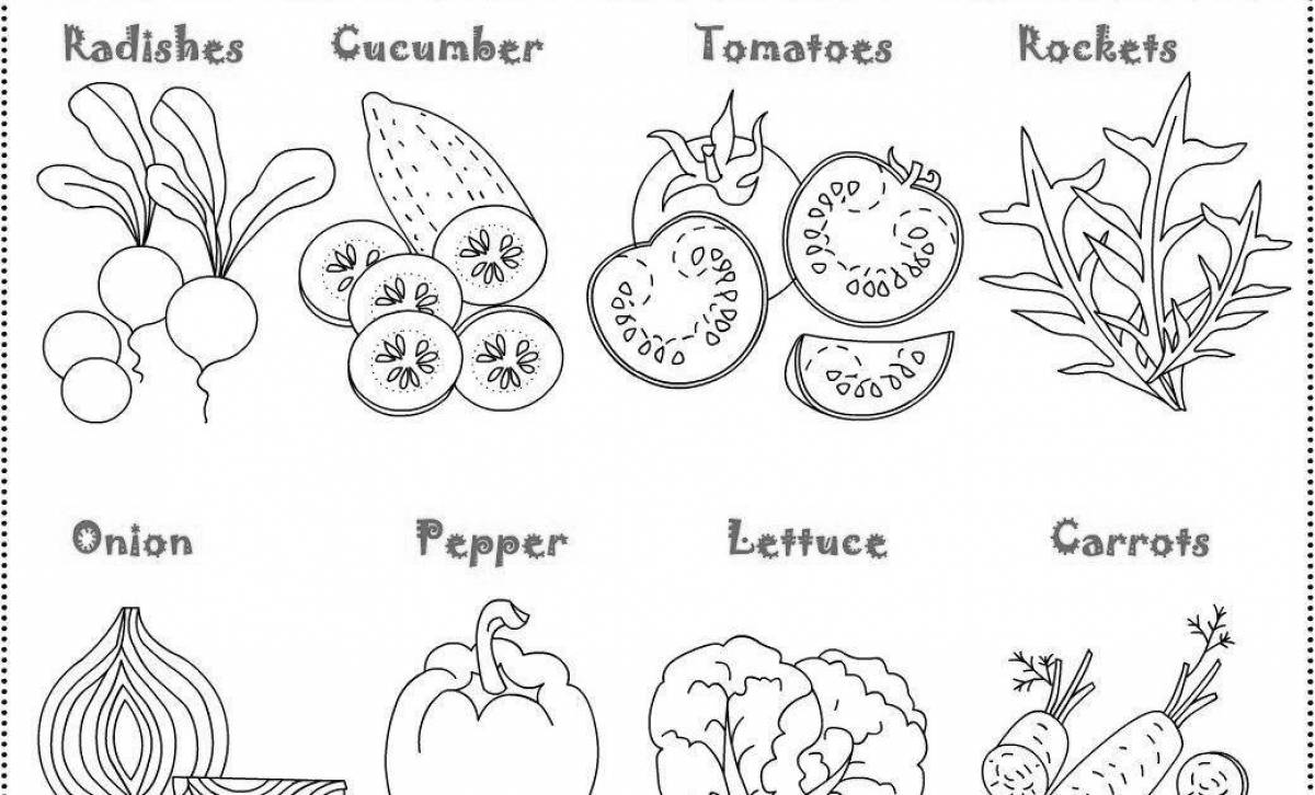 Glitter fruit coloring pages for kids
