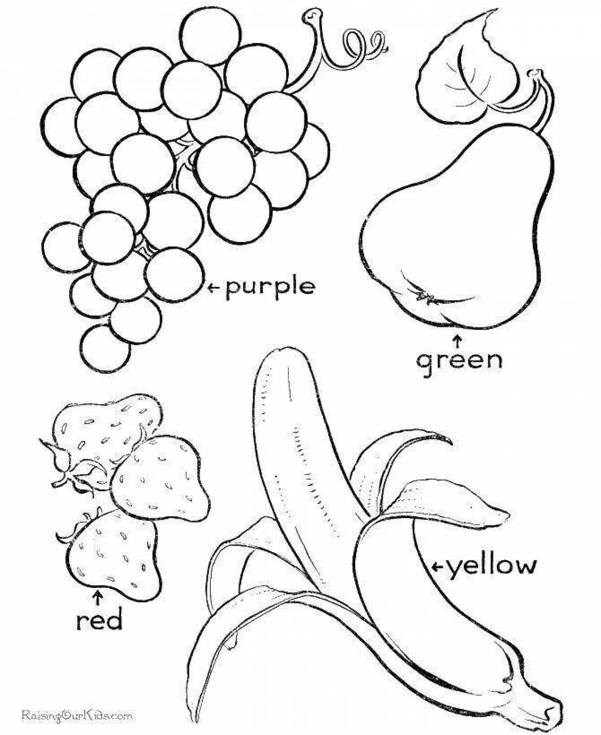 Elegant fruits coloring book for kids