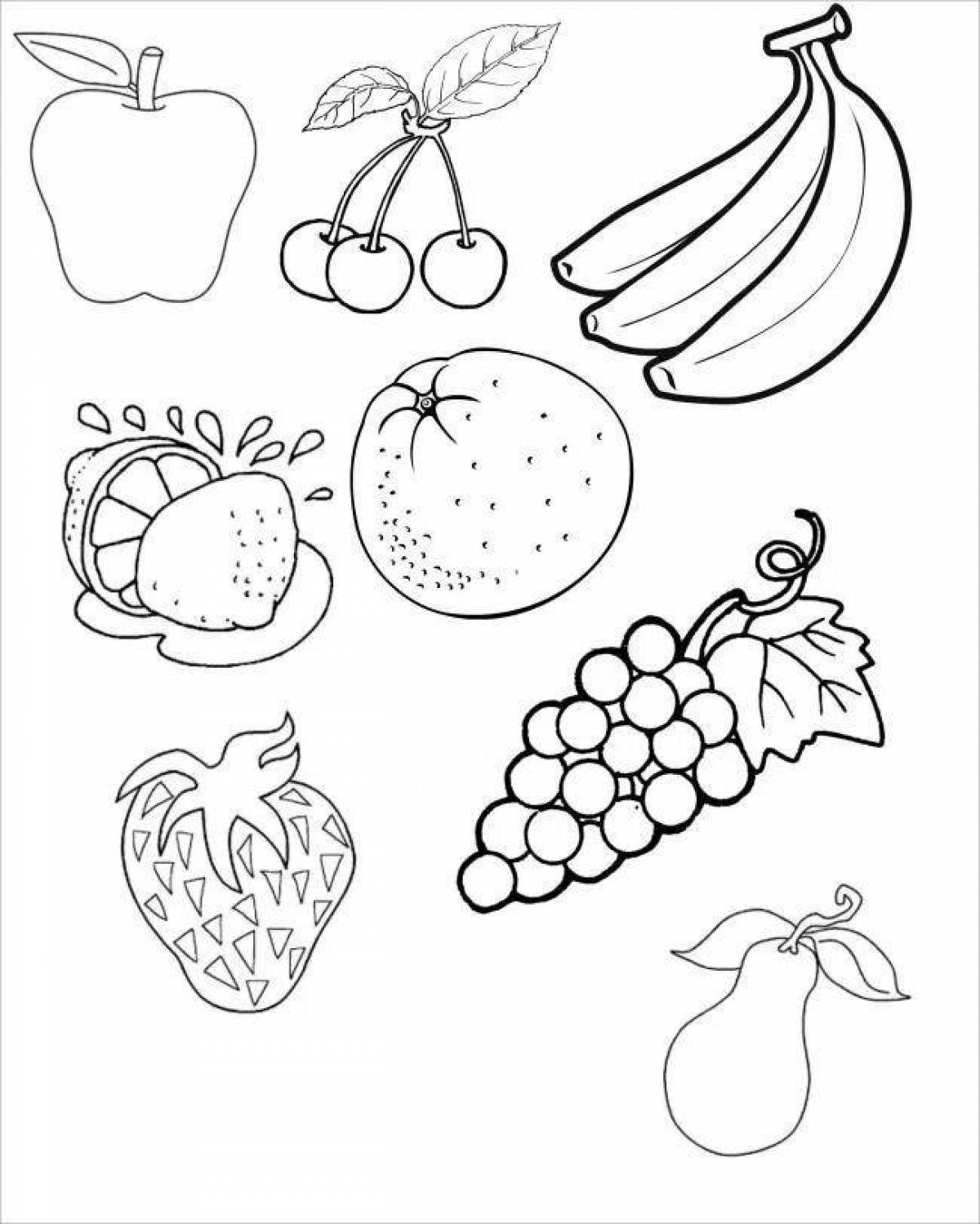 Изящные фрукты раскраски для детей