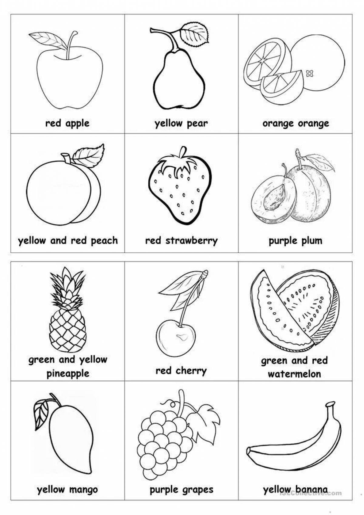 Cute fruits coloring pages for kids