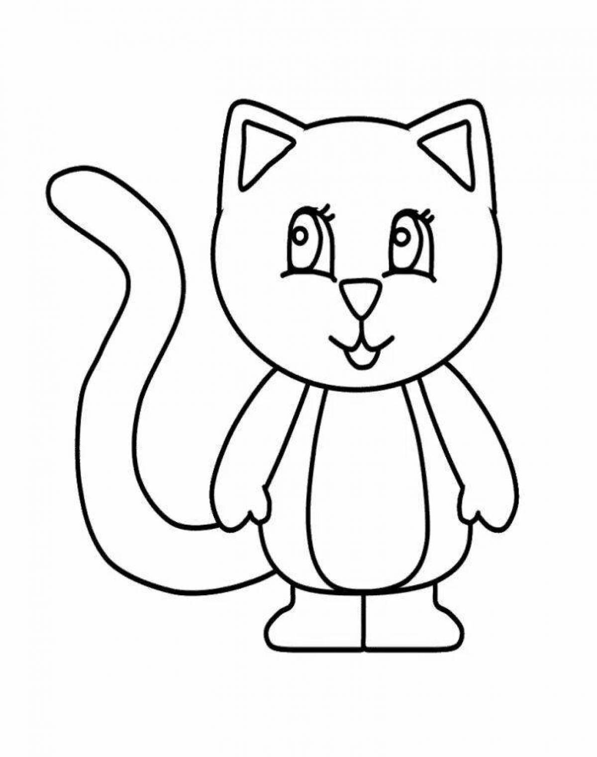 Funky cat coloring page for kids