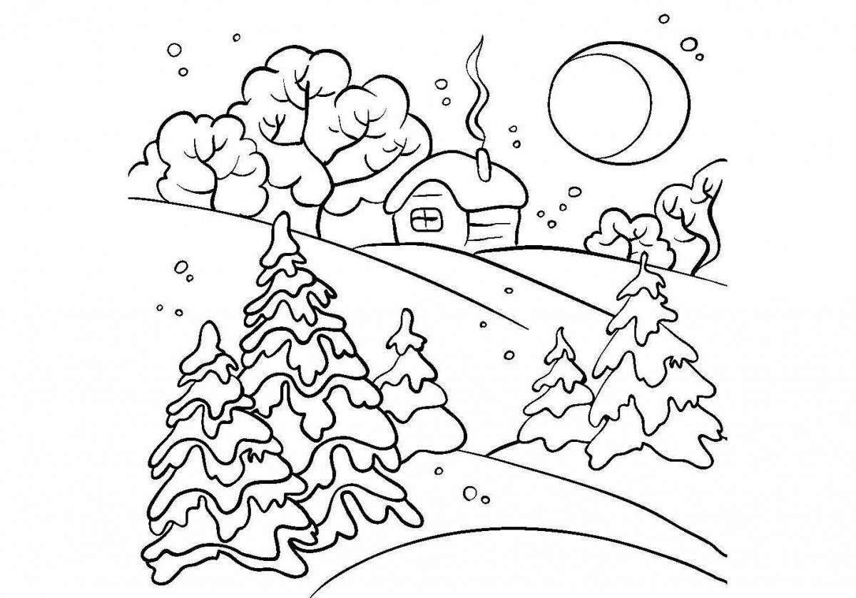 Great coloring book for kids winter forest 3 4 years old