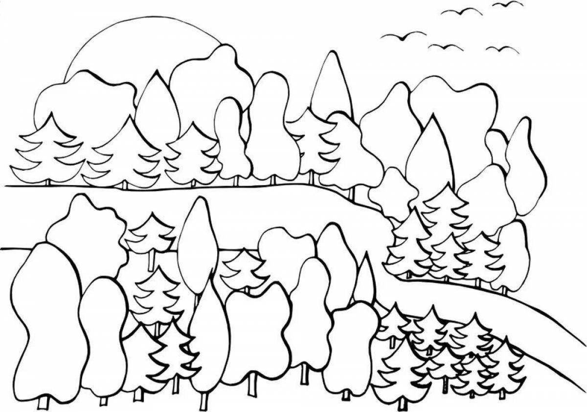 Красочная раскраска для детей зимний лес 3 4 года