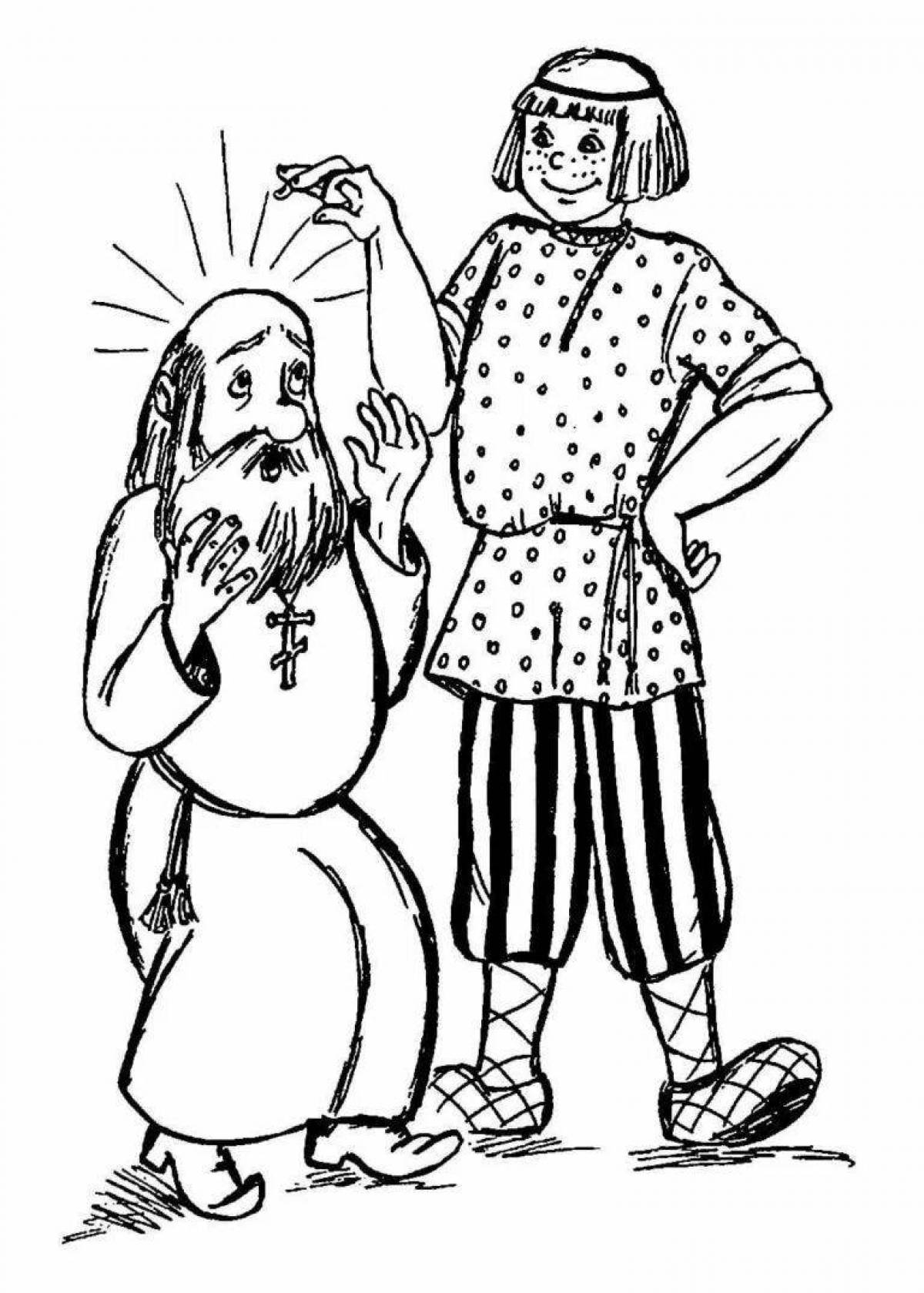 Coloring page priest and worker by luck
