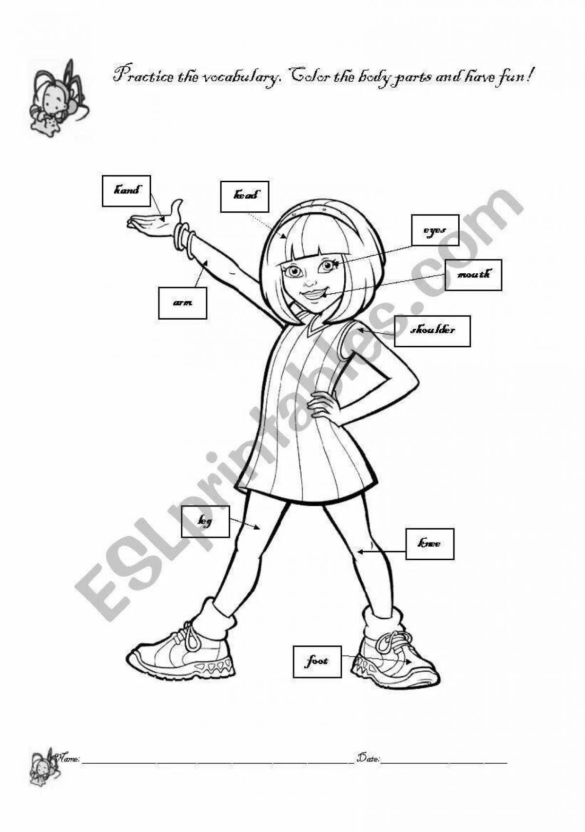 Coloring page of body parts