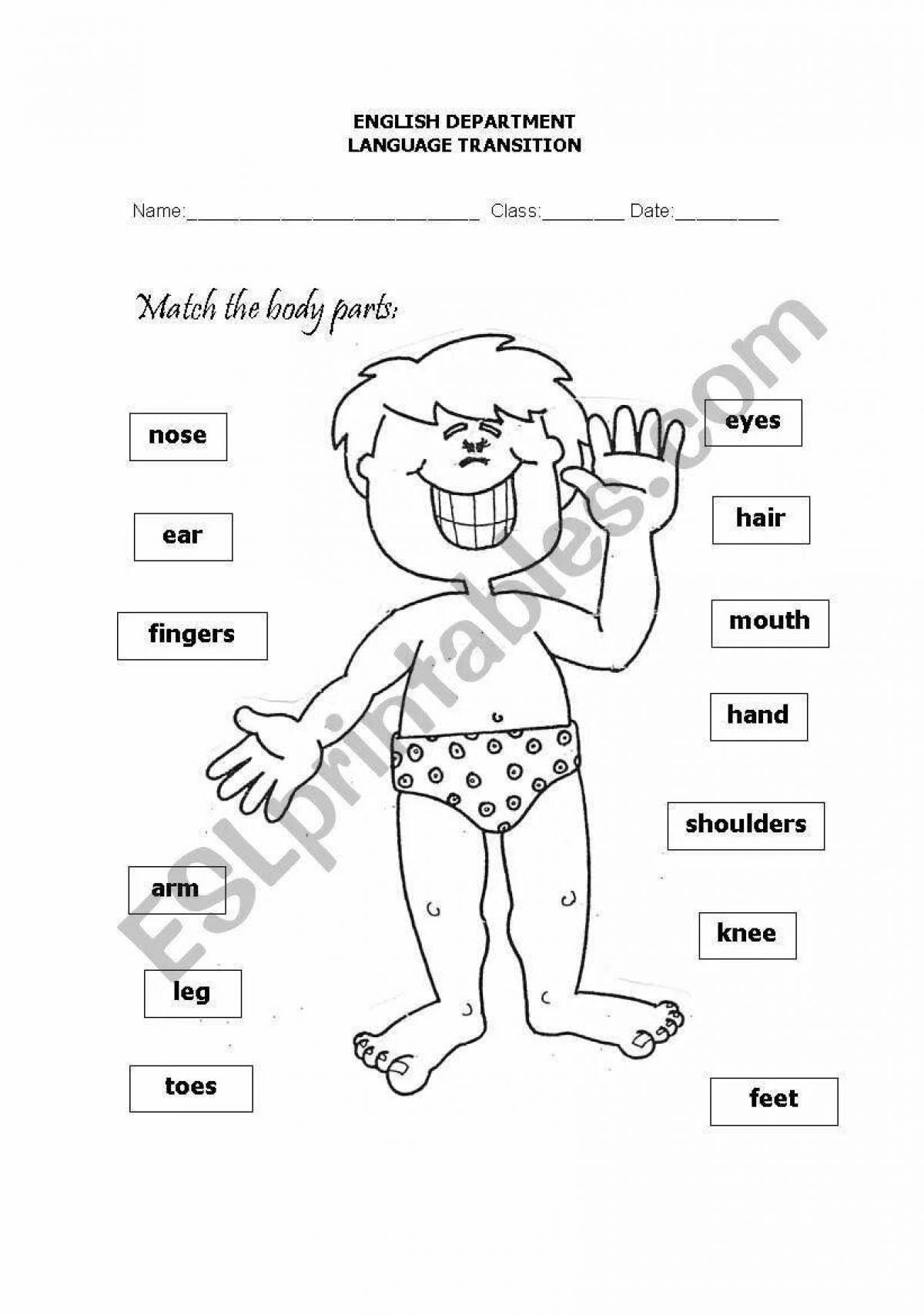Coloring page of funny body parts
