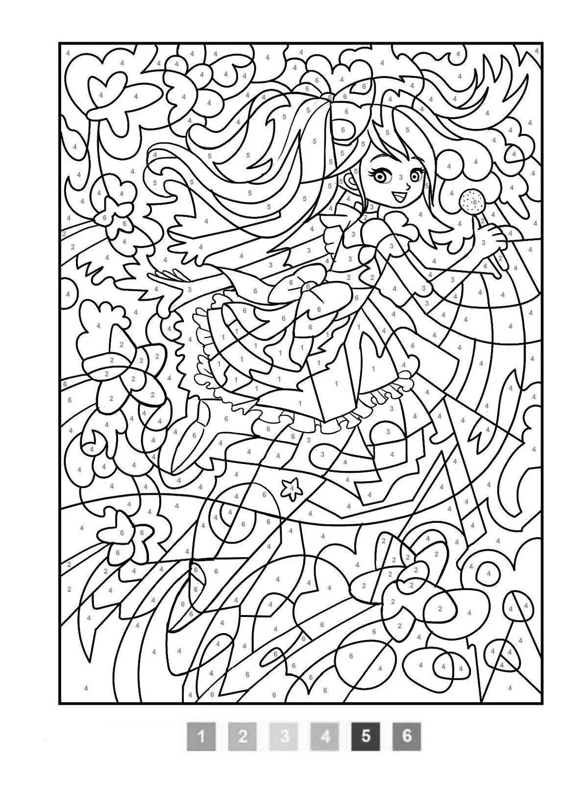 Mystical coloring by numbers on the phone