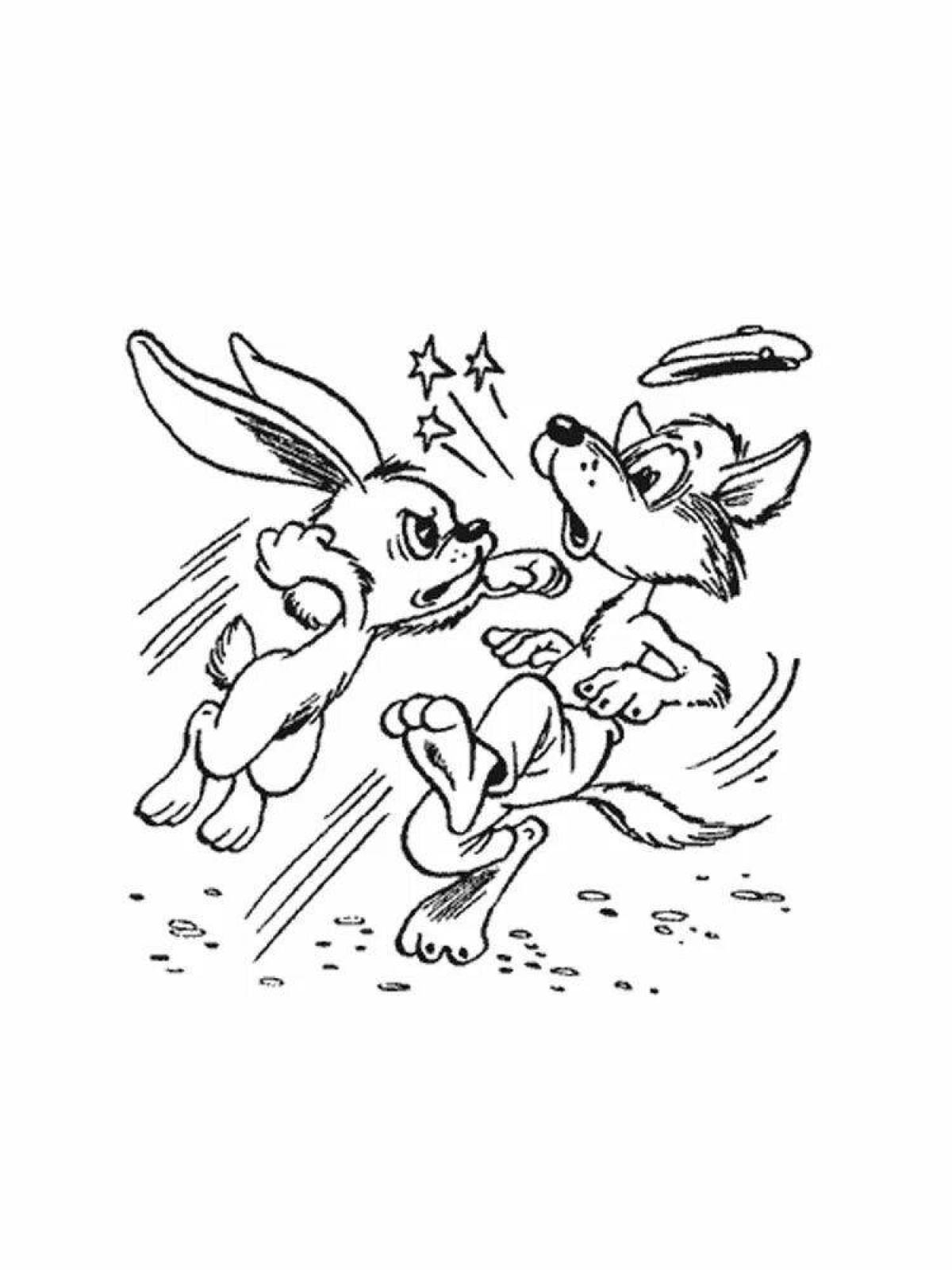 Fun coloring fairy tale hare