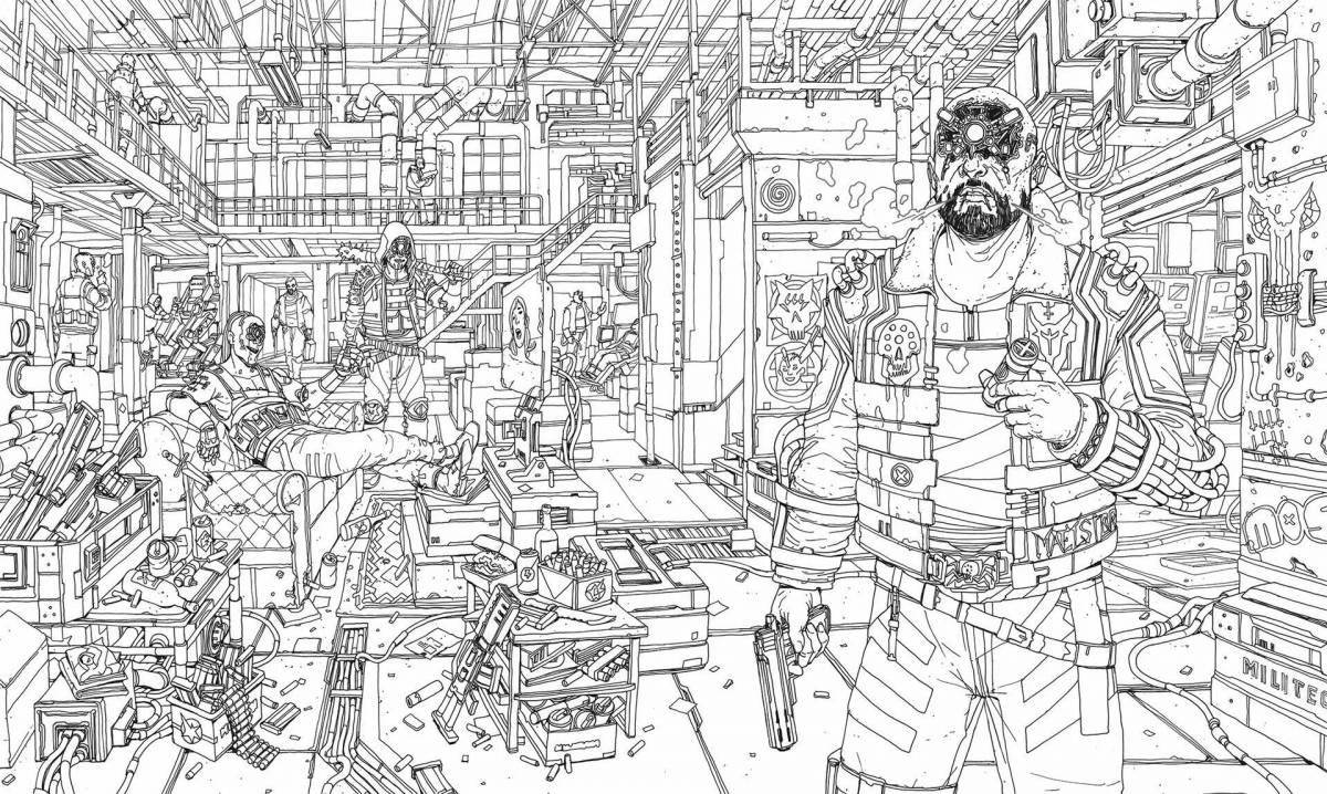 Cyberpunk abstract coloring book