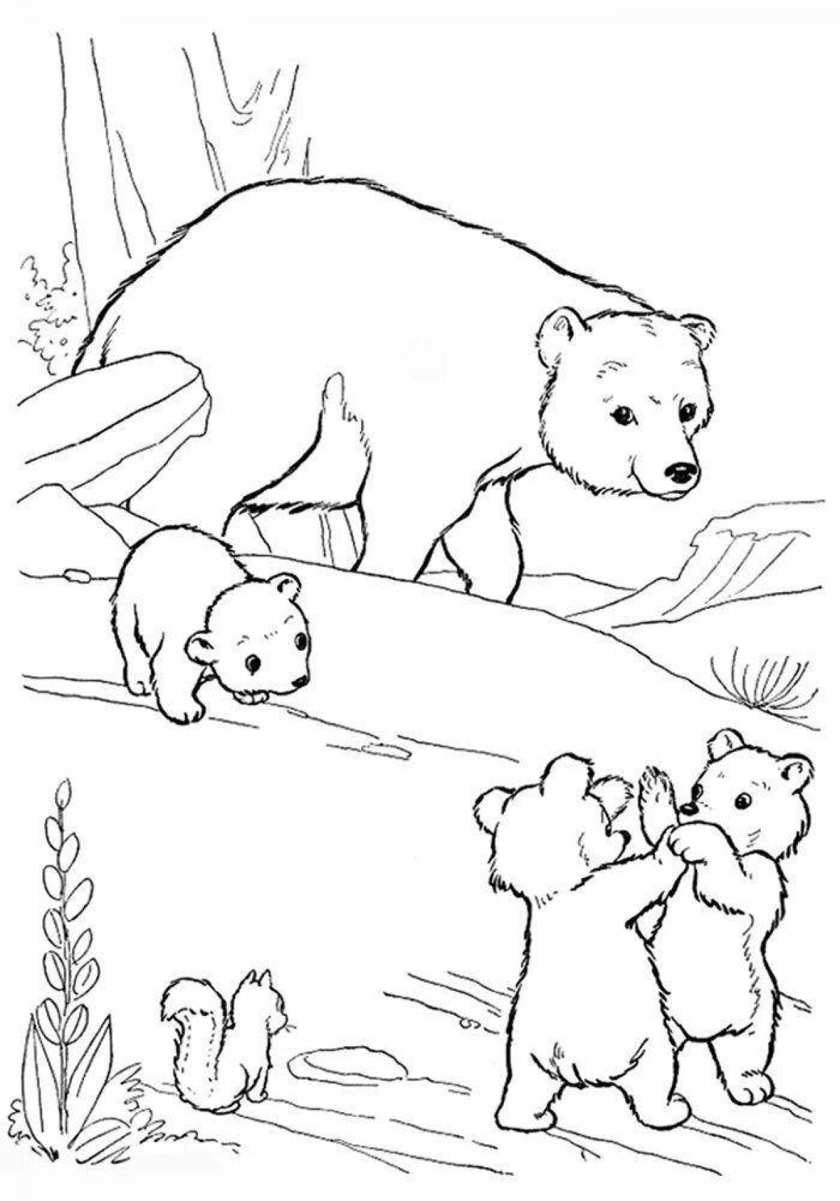 Симпатичный медвежонок-раскраска