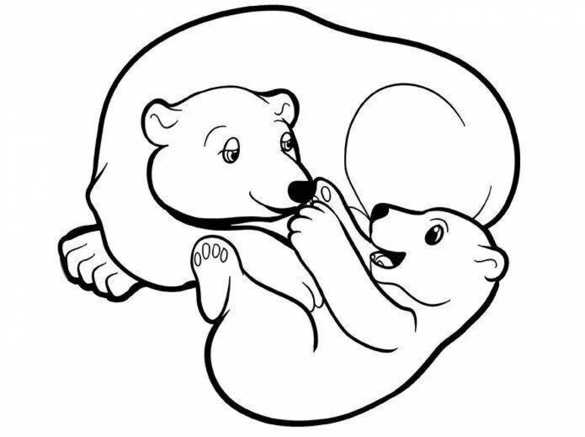 Забавный медвежонок-раскраска