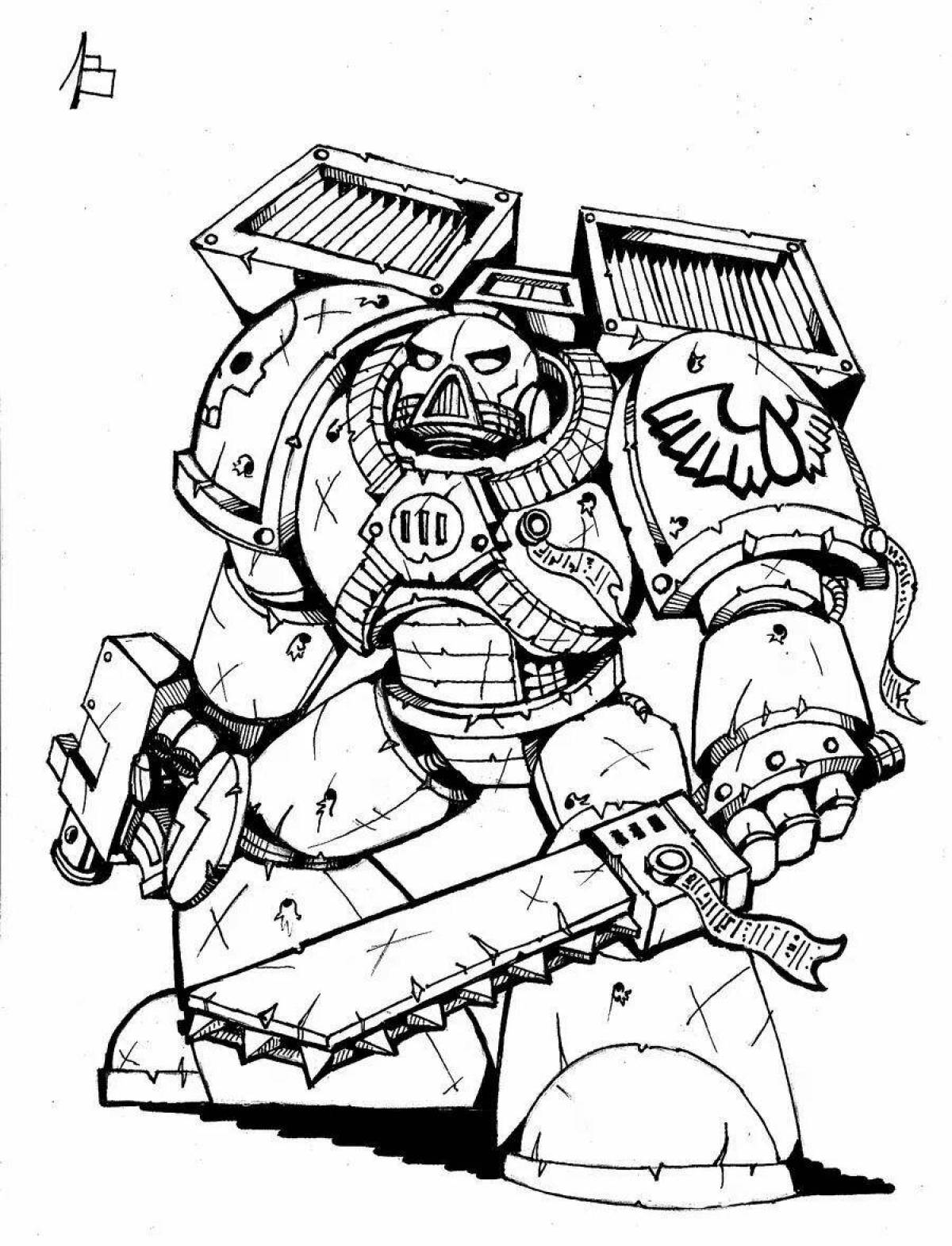 Colourfully designed warhammer coloring page