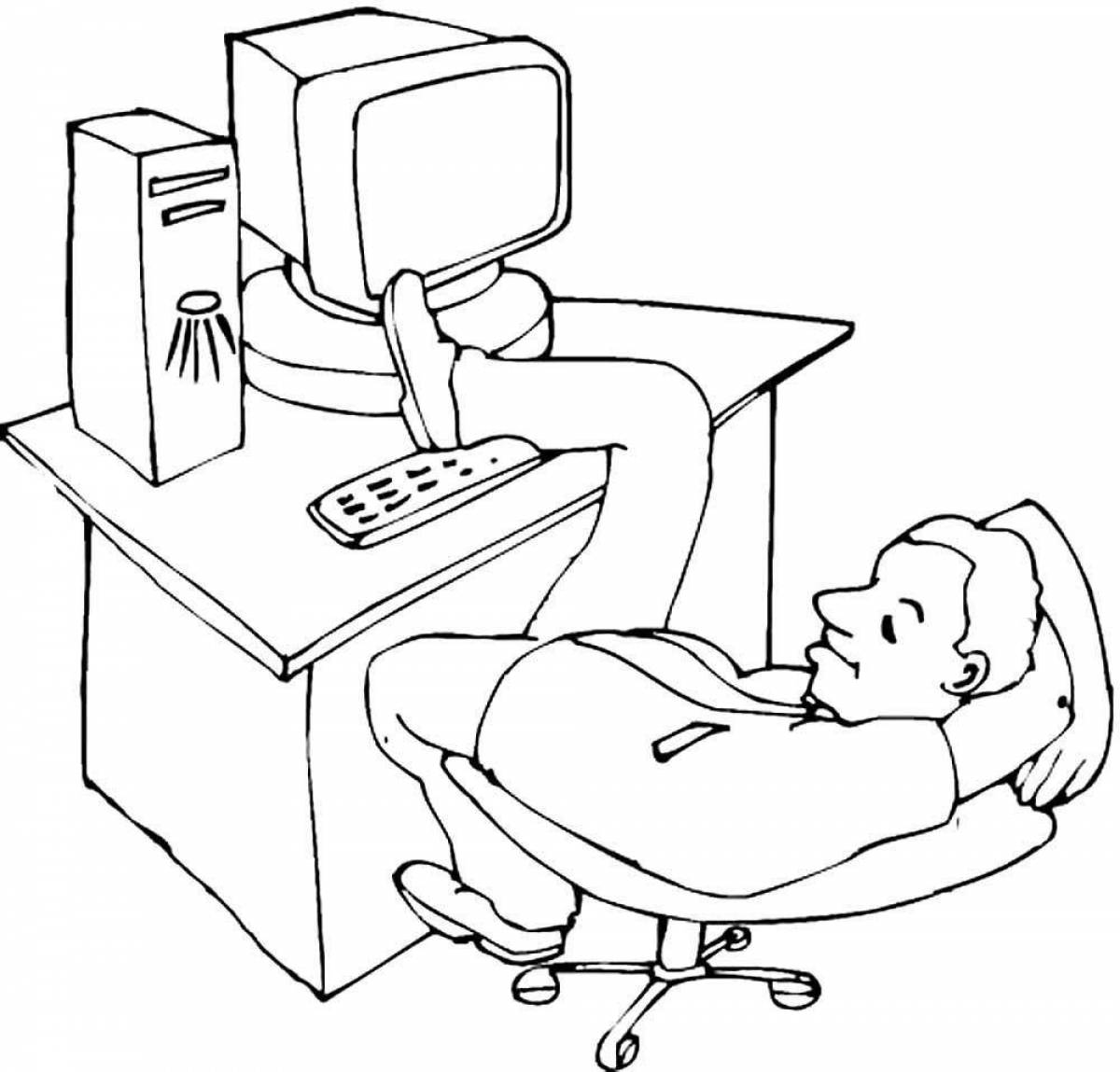 Animated programmer coloring page