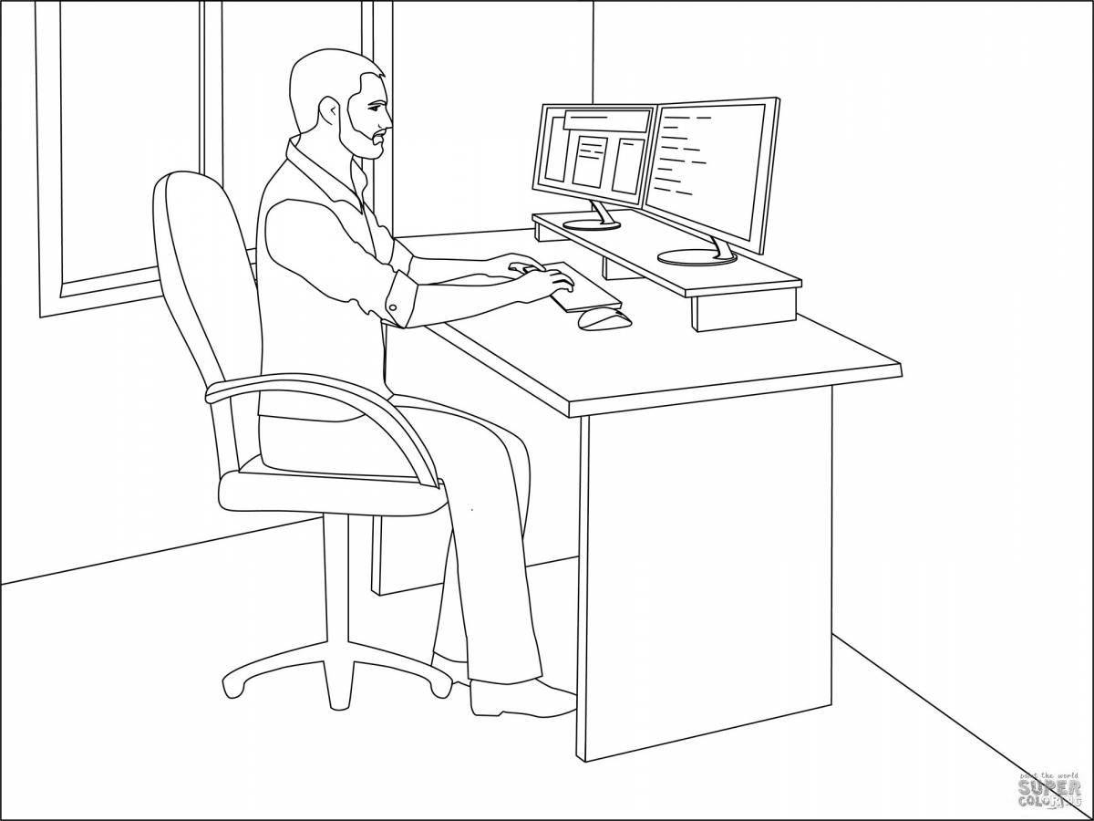 Colour-obsessed programmer coloring page