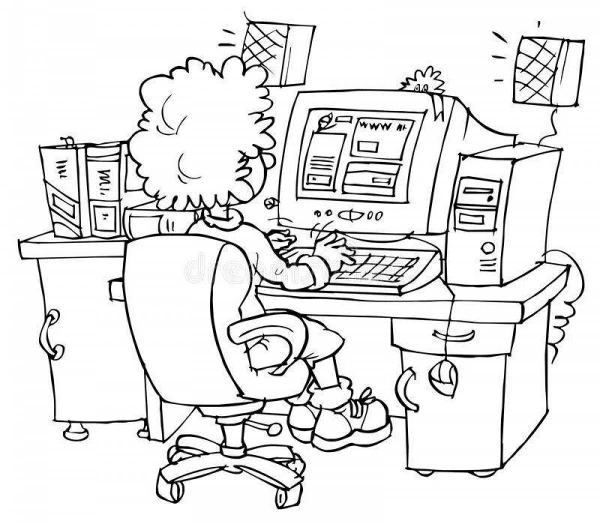 Color-explosive programmer coloring page