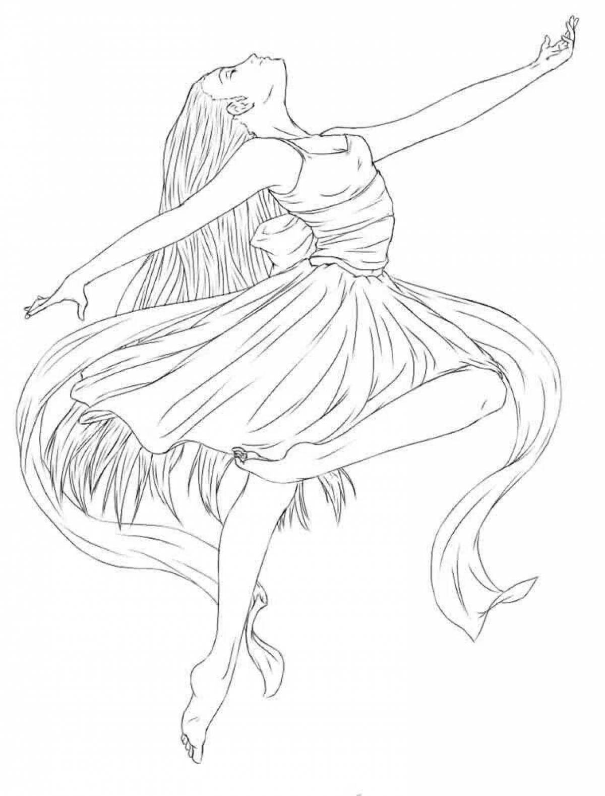 Coloring page glowing dancer