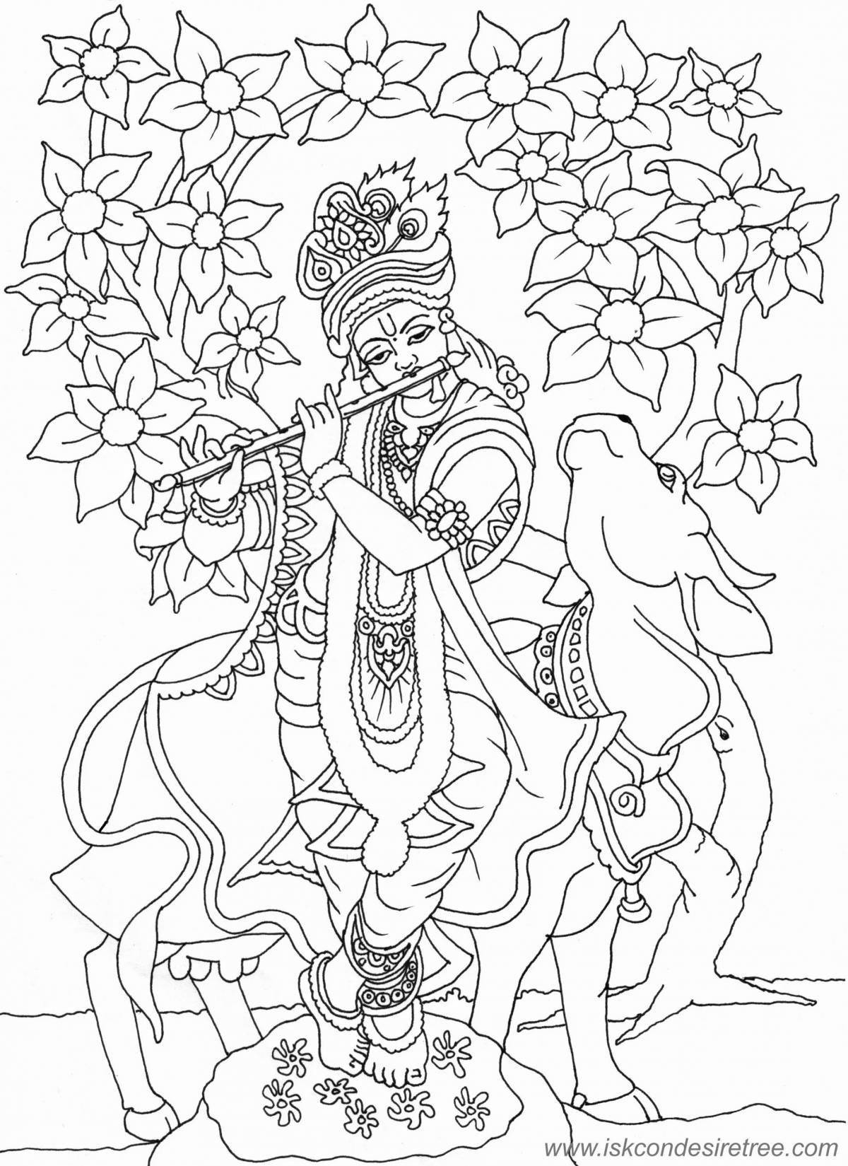 Perfect coloring page krishna