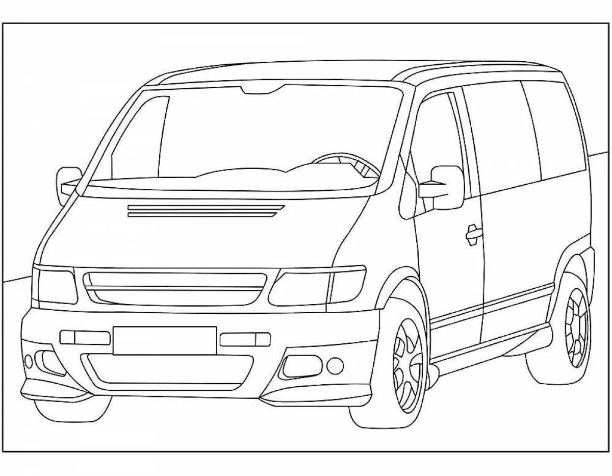 Playful minivan coloring page