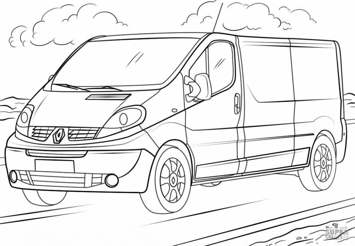 Coloring page of a trendy minivan