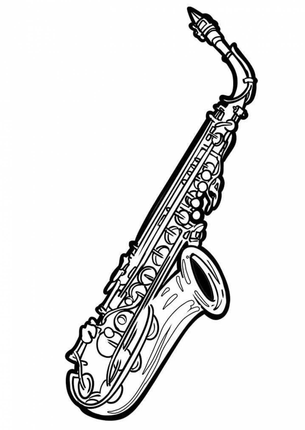 Красочная страница раскраски саксофона