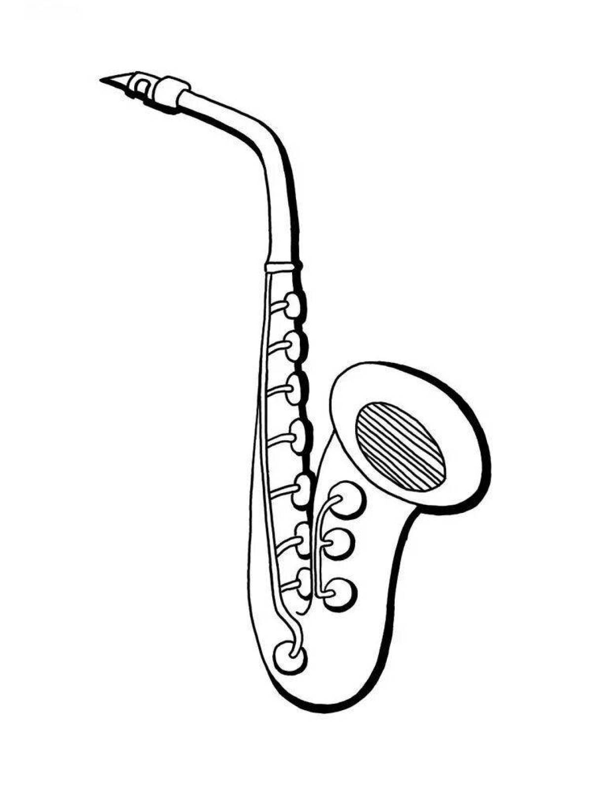 Coloring page joyful saxophone