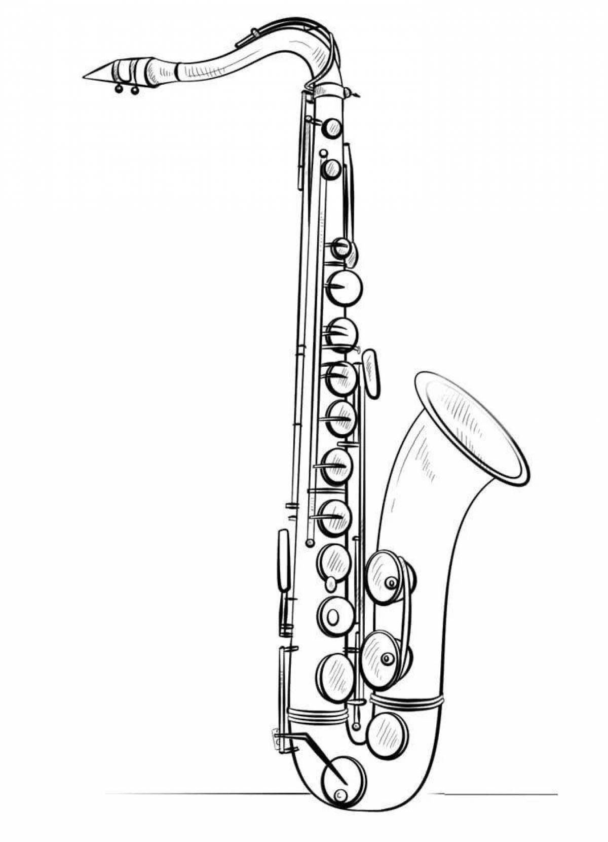 Раскраска блестящий саксофон