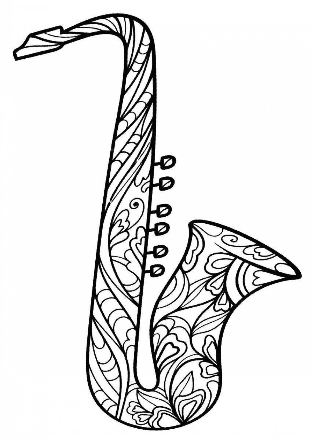 Charming saxophone coloring page