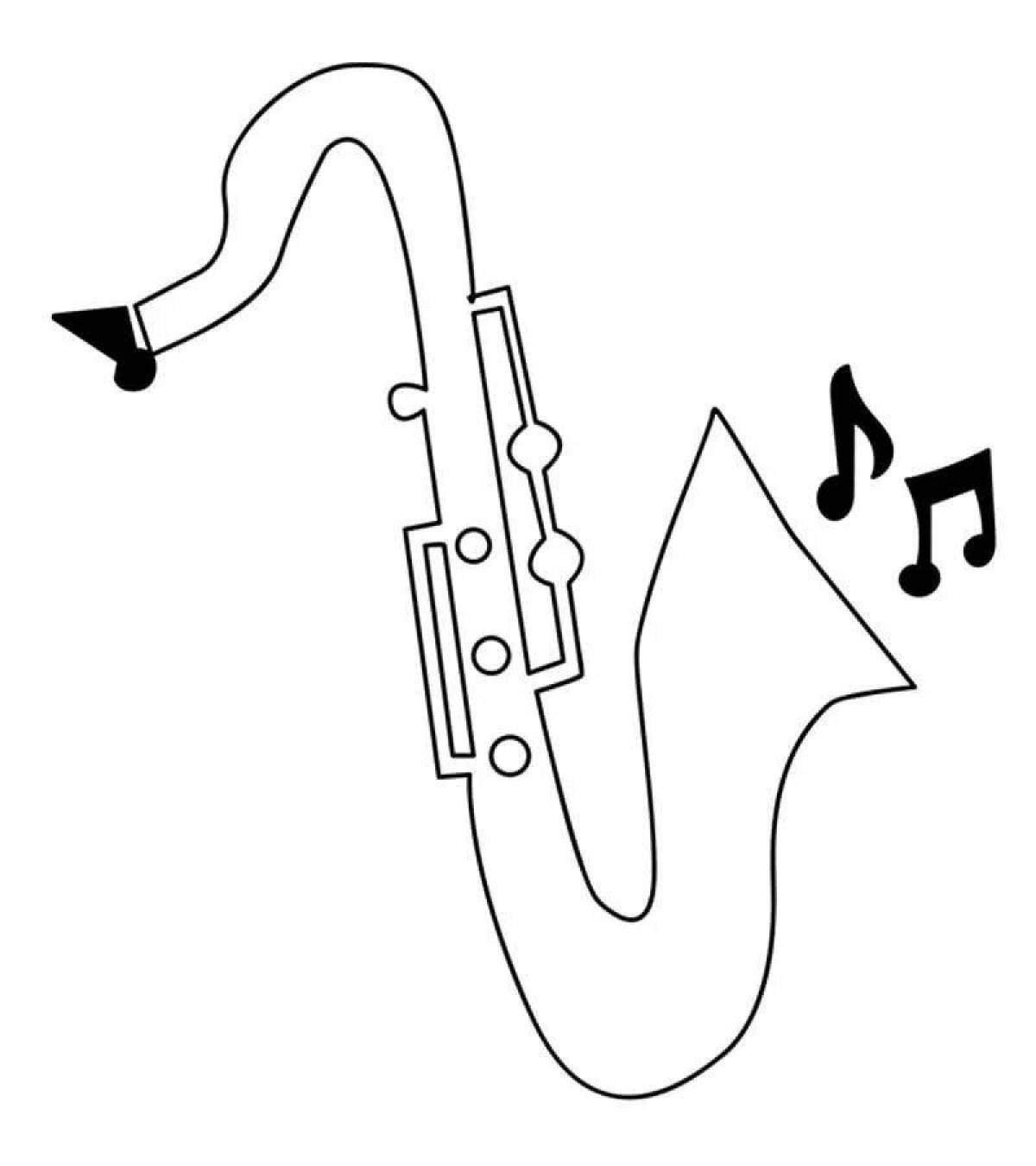 Coloring book gorgeous saxophone